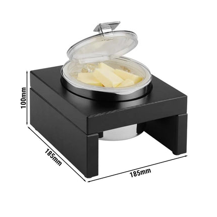 GGM Gastro Bowl - BRIDGE - Stainless Steel, Melamine & Wood - 0.5L - round - Ø 140mm - 185x185mm - Depth: 100mm - Dark Brown