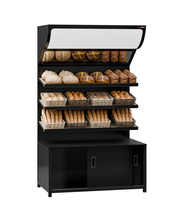 GGM Gastro Bread Display Unit MADRID - 1200mm - with 3 shelves - matt black