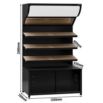 GGM Gastro Bread Display Unit MADRID - 1200mm - with 3 shelves - matt black