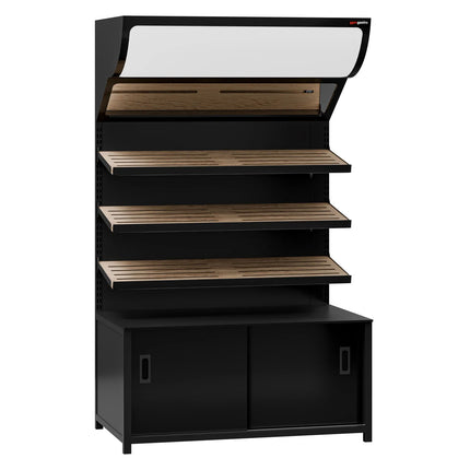 GGM Gastro Bread Display Unit MADRID - 1200mm - with 3 shelves - matt black
