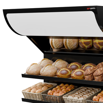 GGM Gastro Bread Display Unit MADRID - 1200mm - with 3 shelves - matt black