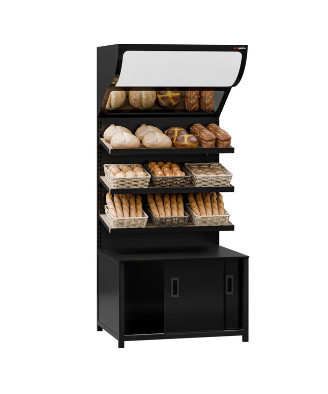 GGM Gastro Bread Display Unit MADRID - 900mm - with 3 shelves - matt black