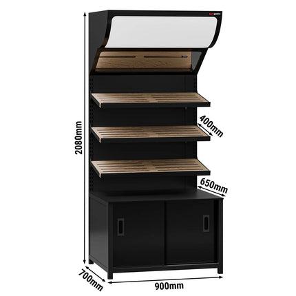 GGM Gastro Bread Display Unit MADRID - 900mm - with 3 shelves - matt black