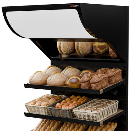 GGM Gastro Bread Display Unit MADRID - 900mm - with 3 shelves - matt black