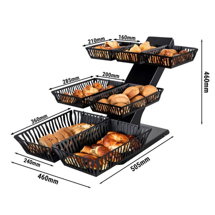 GGM Gastro Bread Rack - Powder-coated stainless steel - Black - Height: 460mm - incl. 7 Baskets