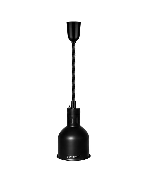 GGM Gastro Buffet Infrared Heat Lamp - Height-adjustable - Conical - Diameter 175mm - 275W - E27 - Cord 600–1500mm - Matt Black