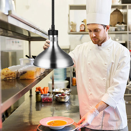 GGM Gastro Buffet Infrared Heat Lamp - Retractable - Conical - Diameter 290mm - 275W - E27 - Cord 600–1500mm