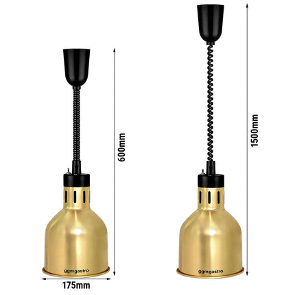 GGM Gastro Buffet Infrared Heat Lamp - Retractable - Diameter 175mm - 275W - E27 - Pale Gold