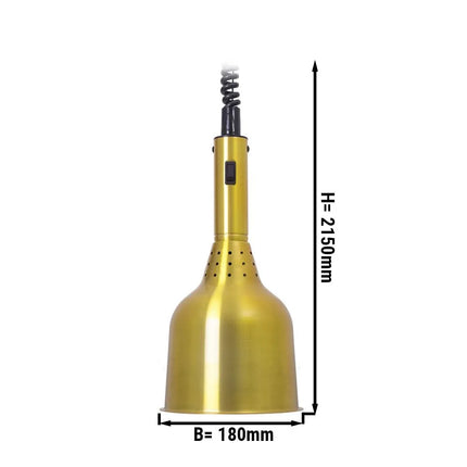 GGM Gastro Buffet Infrared Heat Lamp - Retractable - Diameter 180mm - 250W - E27 - Cord 600–1800mm - Brass