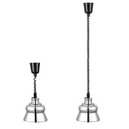 GGM Gastro Buffet Infrared Heat Lamp - Retractable - Diameter 228mm - max 250W - Cord 500–1800mm - Silver