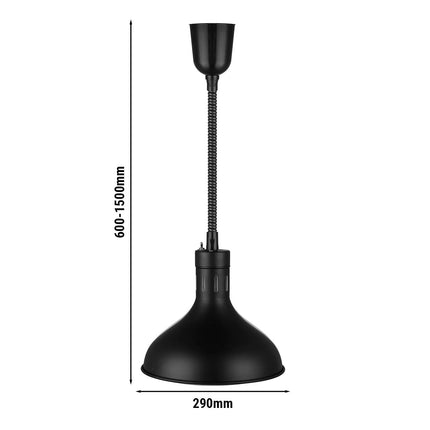 GGM Gastro Buffet Infrared Heat Lamp - Retractable - Diameter 290mm - 275W - E27 - Cord 600–1500mm - Matt Black