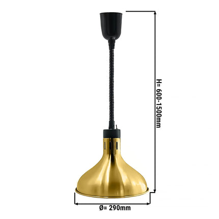 GGM Gastro Buffet Infrared Heat Lamp - Retractable - Diameter 290mm - 275W - E27 - Cord 600–1500mm - Pale Gold