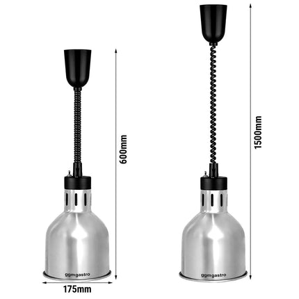 GGM Gastro Buffet Infrared Heat Lamp - Rise and Fall - Diameter 175mm - 275W - E27 - Cord 600–1500mm
