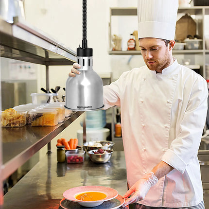 GGM Gastro Buffet Infrared Heat Lamp - Rise and Fall - Diameter 175mm - 275W - E27 - Cord 600–1500mm