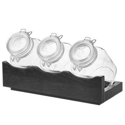 GGM Gastro Buffet Stand - GOOD MORNING - 4-piece set - Wooden stand - Dark Brown - Height: 135mm - incl. 3 Glassware