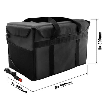 GGM Gastro BurgerBag Pro - Heated Burger Delivery Bag (12V) - PVC-coated - holds up to 20 burger boxes - Black - with Ticket Pocket