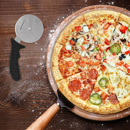 GGM Gastro Cake Decorating Spatula Set - Stainless Steel - 5-piece - 1 Pizza Cutter, 2 Palette Knives, 1 Spatula & 1 Dough Scraper