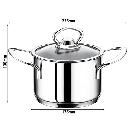 GGM Gastro Casserole Pan - Stainless Steel - 1.5L - Ø 160mm - Height: 80mm - incl. Lid