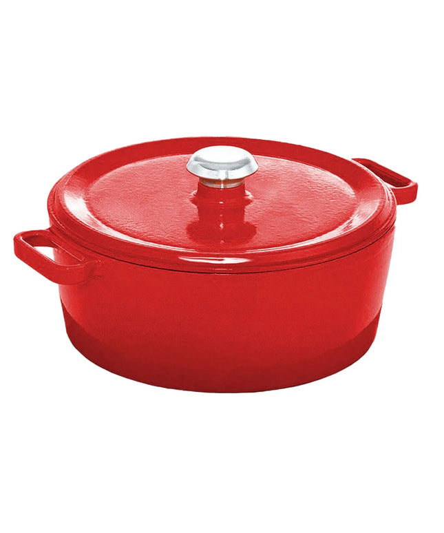 GGM Gastro Cast Iron Casserole - 4.93L - Ø240mm - 170mm - Red - With Lid - Induction Compatible