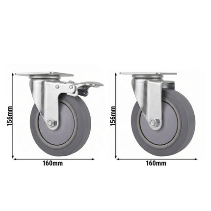 GGM Gastro Castor Set (4) – 2 braked, 2 unbraked - 160x89mm