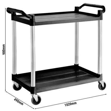 GGM Gastro Catering Trolley - Commercial Service & Clearing Trolley - 1020x490mm - 2 Tier - with quiet castors
