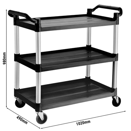 GGM Gastro Catering Trolley - Commercial Service & Clearing Trolley - 1020x490mm - 3 Tier - with quiet castors