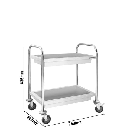 GGM Gastro Catering Trolley - Commercial Service & Clearing Trolley - 750x400mm - 2 Tier - with quiet castors