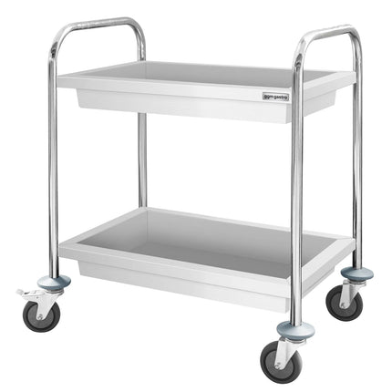 GGM Gastro Catering Trolley - Commercial Service & Clearing Trolley - 750x400mm - 2 Tier - with quiet castors