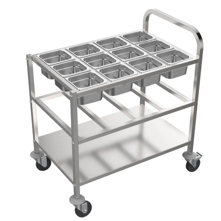 GGM Gastro Catering Trolley - Commercial Service & Clearing Trolley- 815x530mm - 2 Tier - for 12 x GN 1/6 per tier