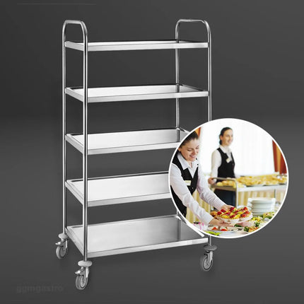 GGM Gastro Catering Trolley - Commercial Service & Clearing Trolley  - 845x525mm - 5 Tier