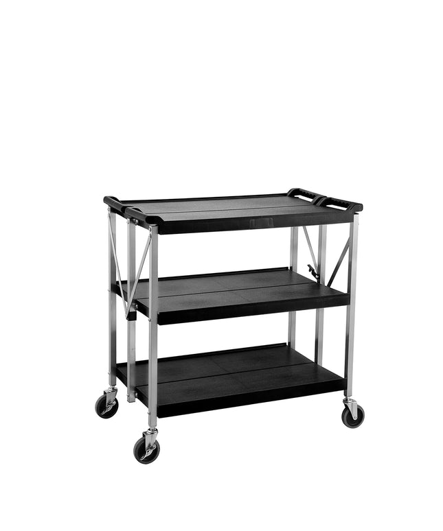 GGM Gastro Catering Trolley - Commercial Service & Clearing Trolley  - Folding - 880x500mm - 3 Tier