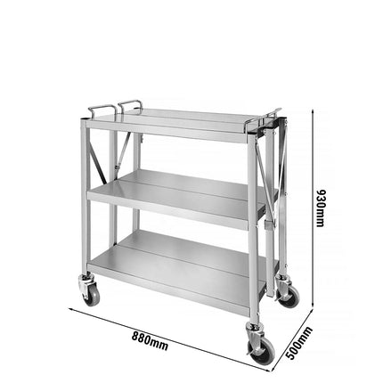 GGM Gastro Catering Trolley - Commercial Service & Clearing Trolley - Folding - 880x500mm - 3 Tier