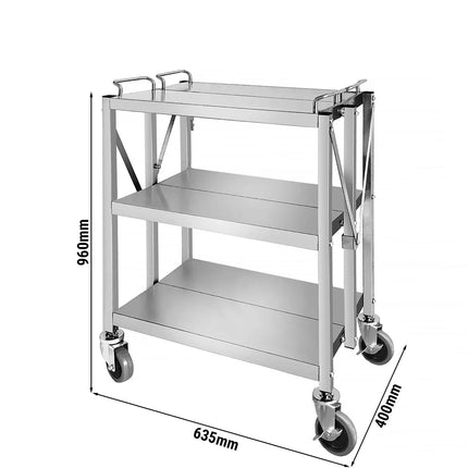 GGM Gastro Catering Trolley - Commercial Service & Clearing Trolley - Folding - 635x400mm - 3 Tier