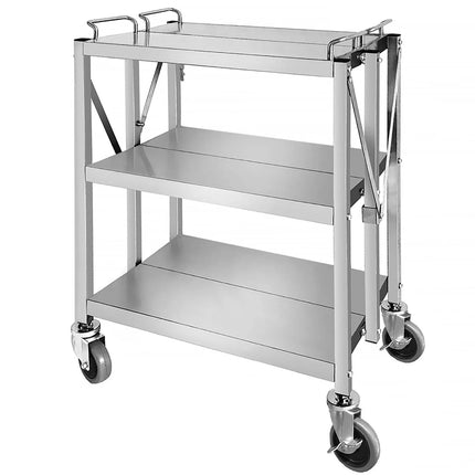 GGM Gastro Catering Trolley - Commercial Service & Clearing Trolley - Folding - 635x400mm - 3 Tier