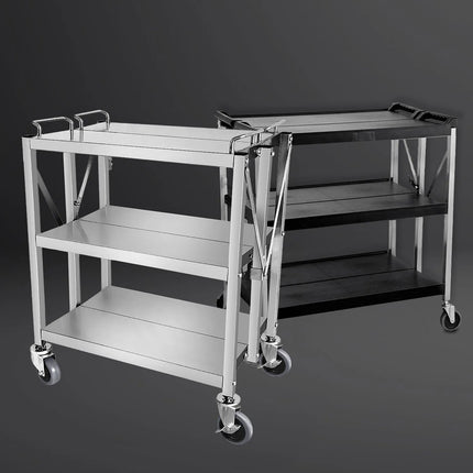 GGM Gastro Catering Trolley - Commercial Service & Clearing Trolley - Folding - 880x500mm - 3 Tier