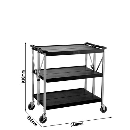 GGM Gastro Catering Trolley - Commercial Service & Clearing Trolley  - Folding - 880x500mm - 3 Tier