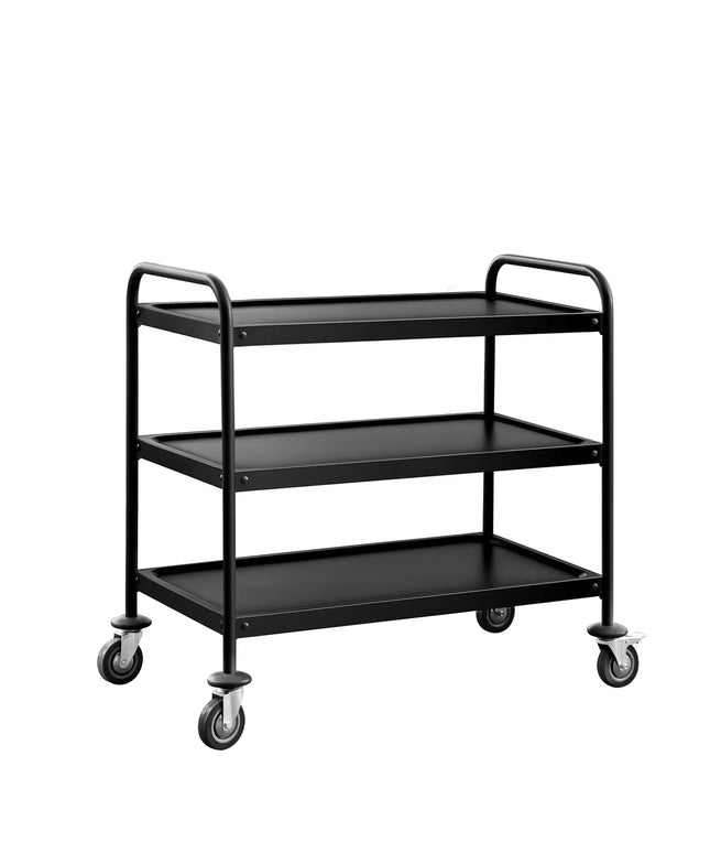 GGM Gastro Catering Trolley - Commercial Service & Clearing Trolley - Heavy Duty - 1000x500mm - 3 Tier - Black