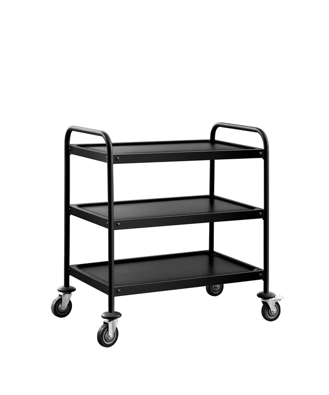 GGM Gastro Catering Trolley - Commercial Service & Clearing Trolley - Heavy Duty - 800x500mm - 3 Tier - Black