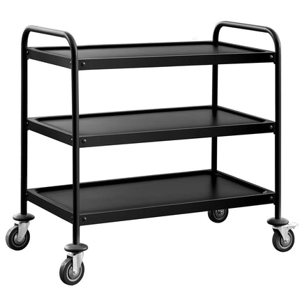 GGM Gastro Catering Trolley - Commercial Service & Clearing Trolley - Heavy Duty - 1000x500mm - 3 Tier - Black