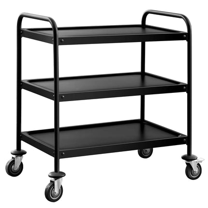 GGM Gastro Catering Trolley - Commercial Service & Clearing Trolley - Heavy Duty - 800x500mm - 3 Tier - Black