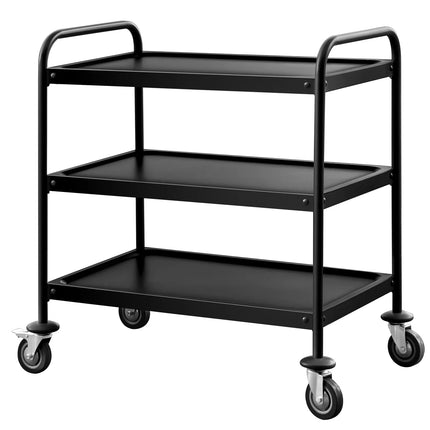 GGM Gastro Catering Trolley - Commercial Service & Clearing Trolley - Heavy Duty - 800x500mm - 3 Tier - Black