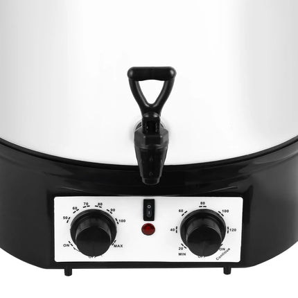 GGM Gastro Catering Water Boiler & Mulled Wine Urn - 27L - 1.8kW - Adjustable Thermostat 30–110°C - White - with Dispensing Tap & Digital Timer - for Tea, Coffee & Mulled Wine