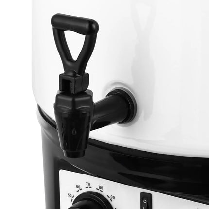 GGM Gastro Catering Water Boiler & Mulled Wine Urn - 27L - 1.8kW - Adjustable Thermostat 30–110°C - White - with Dispensing Tap & Digital Timer - for Tea, Coffee & Mulled Wine