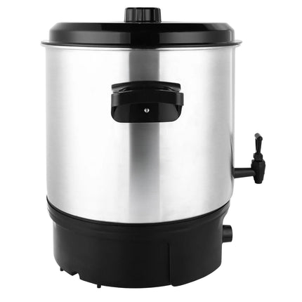 GGM Gastro Catering Water Boiler & Mulled Wine Urn - 27L - 2kW - Adjustable Thermostat 30–110°C - Stainless Steel - with Dispensing Tap & Digital Timer - for Tea, Coffee & Mulled Wine