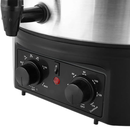 GGM Gastro Catering Water Boiler & Mulled Wine Urn - 27L - 2kW - Adjustable Thermostat 30–110°C - Stainless Steel - with Dispensing Tap & Digital Timer - for Tea, Coffee & Mulled Wine