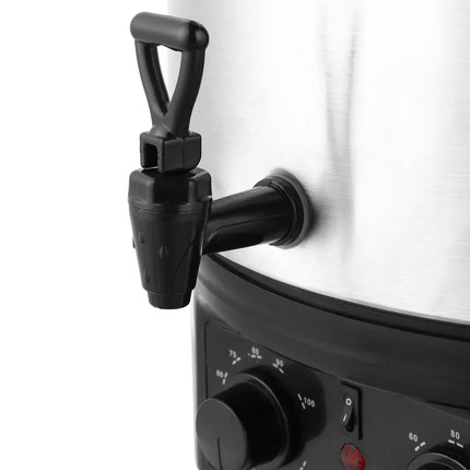 GGM Gastro Catering Water Boiler & Mulled Wine Urn - 27L - 2kW - Adjustable Thermostat 30–110°C - Stainless Steel - with Dispensing Tap & Digital Timer - for Tea, Coffee & Mulled Wine