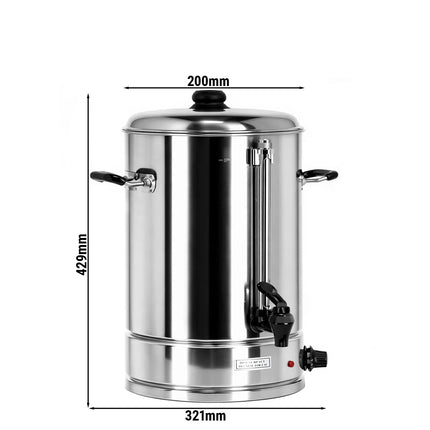 GGM Gastro Catering Water Boiler & Mulled Wine Urn - 8L - 2kW - Adjustable Thermostat 30–110°C - Stainless Steel - with Dispensing Tap - Ideal for Mulled Wine
