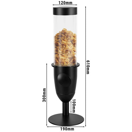GGM Gastro Cereal Dispenser - Ø120mm - Black - Rotary Dispense - 3.7L