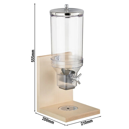 GGM Gastro Cereal Dispenser - BRIDGE - Rotary Dispense - Plastic Container - 4.5L - Wooden Stand