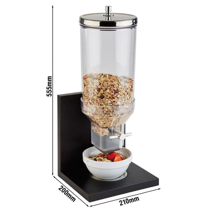 GGM Gastro Cereal Dispenser - BRIDGE - Rotary Dispense - Plastic Container - 4.5L - Wooden Stand